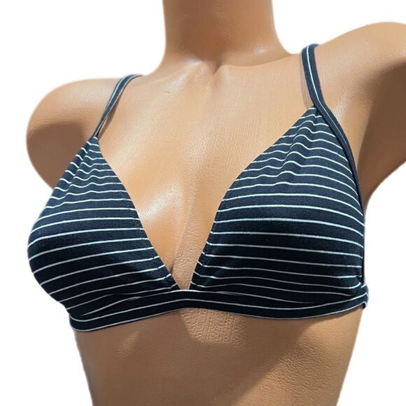 Victoria’s Secret Organic Burkinabe Cotton Unlined bralette bra black striped M - Picture 4 of 7